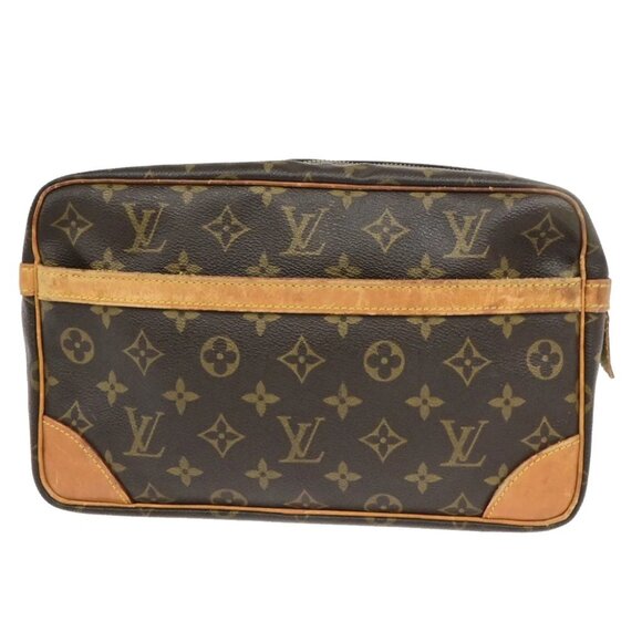 LOUIS VUITTON Compiegne 28 Clutch Hand Bag Monogram Leather Brown M51845 61YH084 - Picture 1 of 16